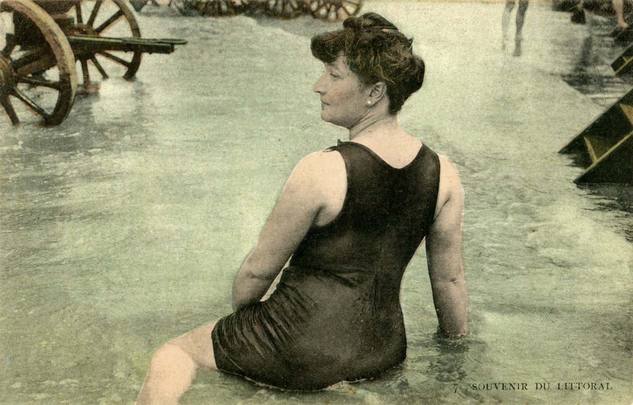 Mujer en traje de baño, c. principios de 1900 (postal) de Alec Hunter