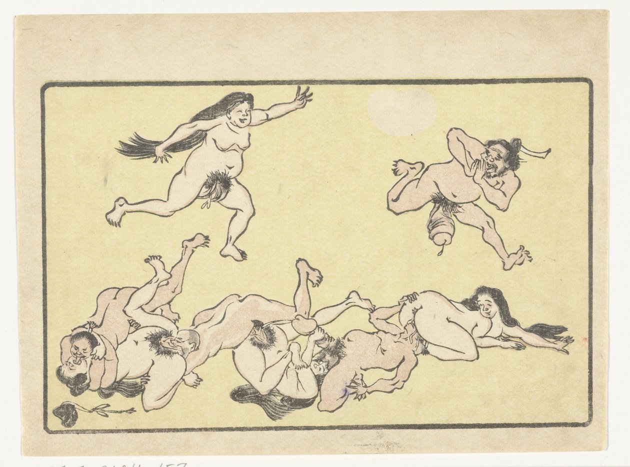 Orgía The Big Tail (título de la serie) de Kawanabe Kyosai