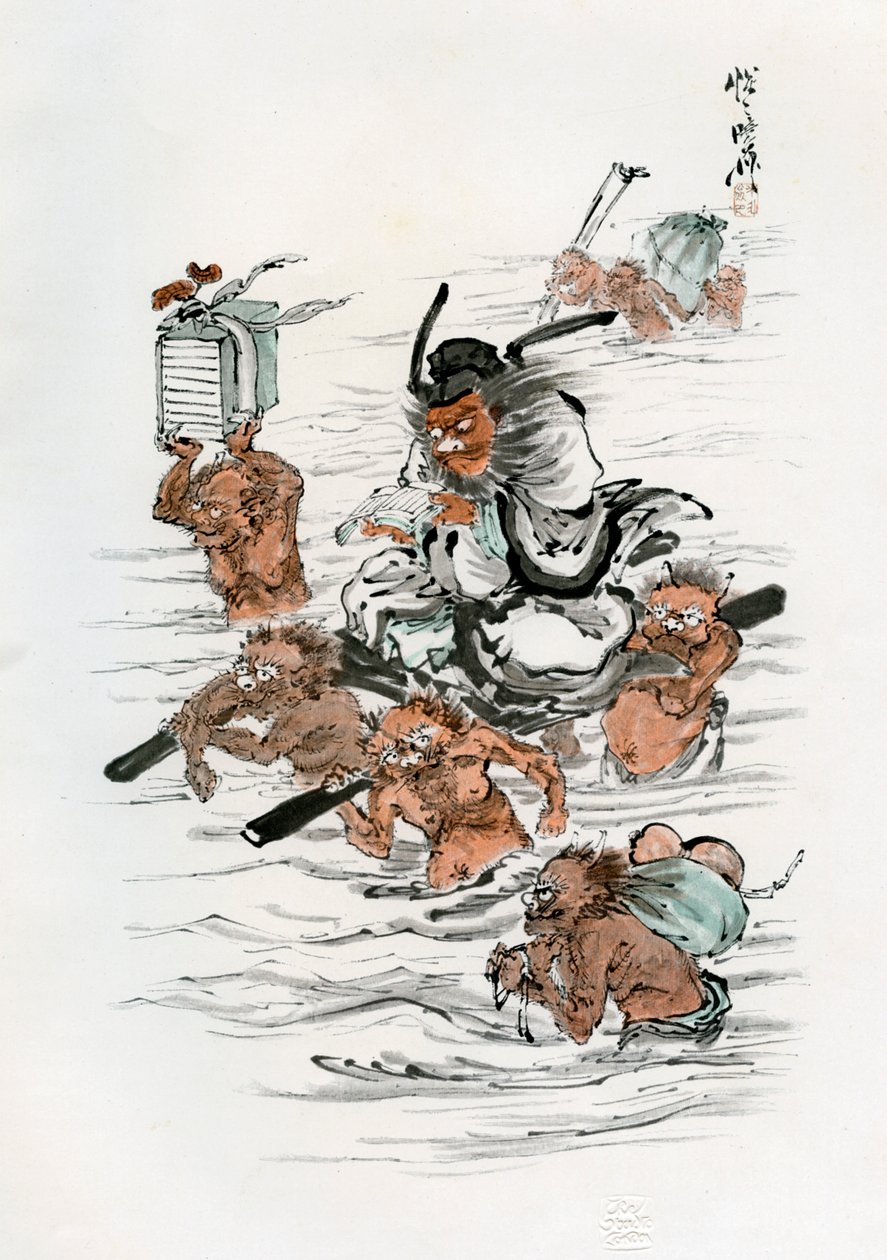 Shoki y demonios asistentes, 1898 de Kawanabe Kyosai
