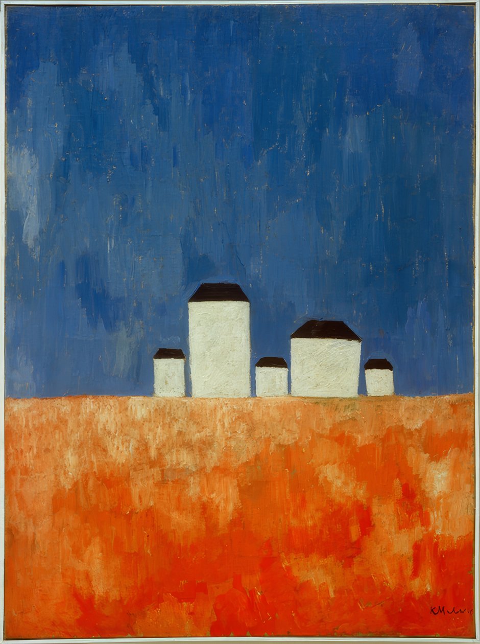 Paisaje con cinco casas de Kazimir Severinovich Malevich