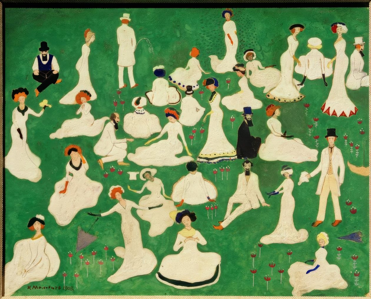 Descanso (Sociedad con sombreros de copa) de Kazimir Severinovich Malevich