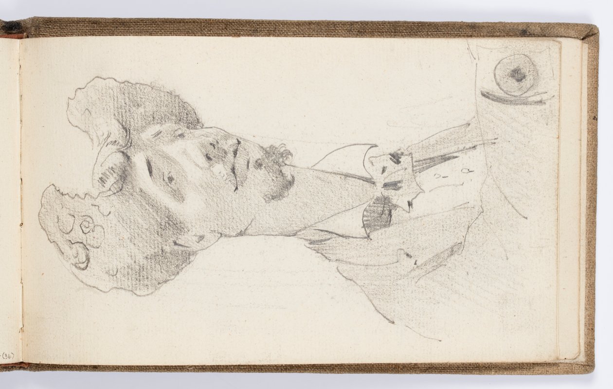 Página de cuaderno de bocetos: Caricatura de Carolus-Duran de Kenyon Cox