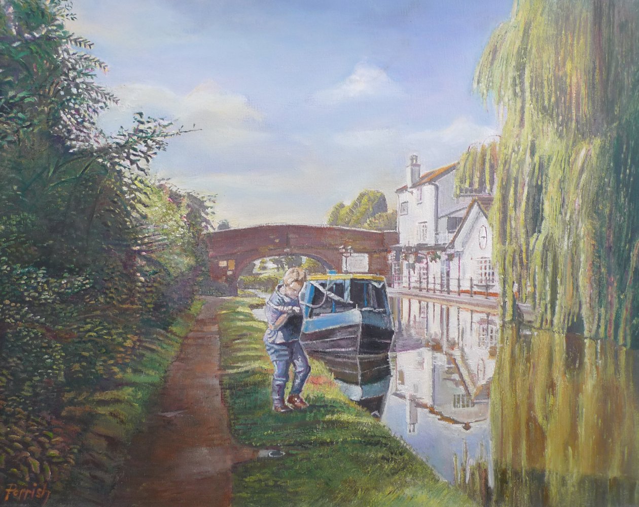 Mujer remolcando barco, 2008 de Kevin Guild of Railway Artist Parrish