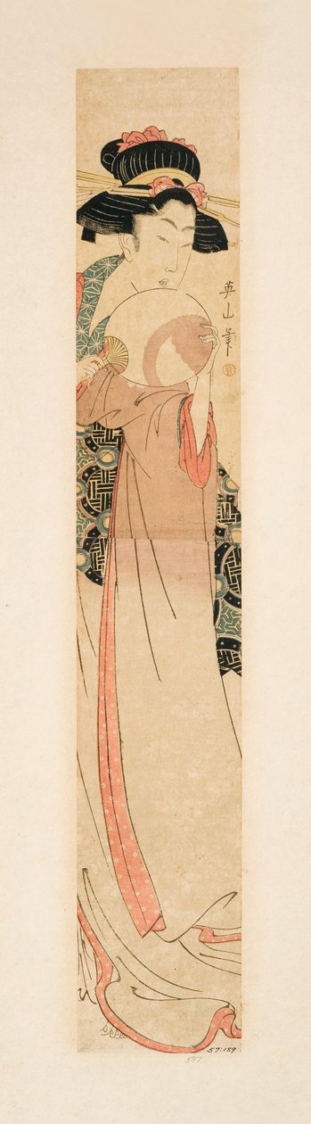 Belleza sosteniendo un abanico, c.1805-10 de Kikukawa Eizan