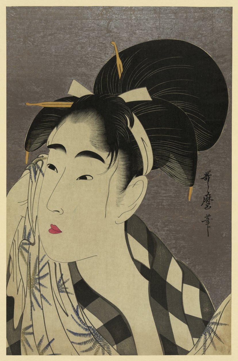 Ase o fuku onna de Kitagawa Utamaro