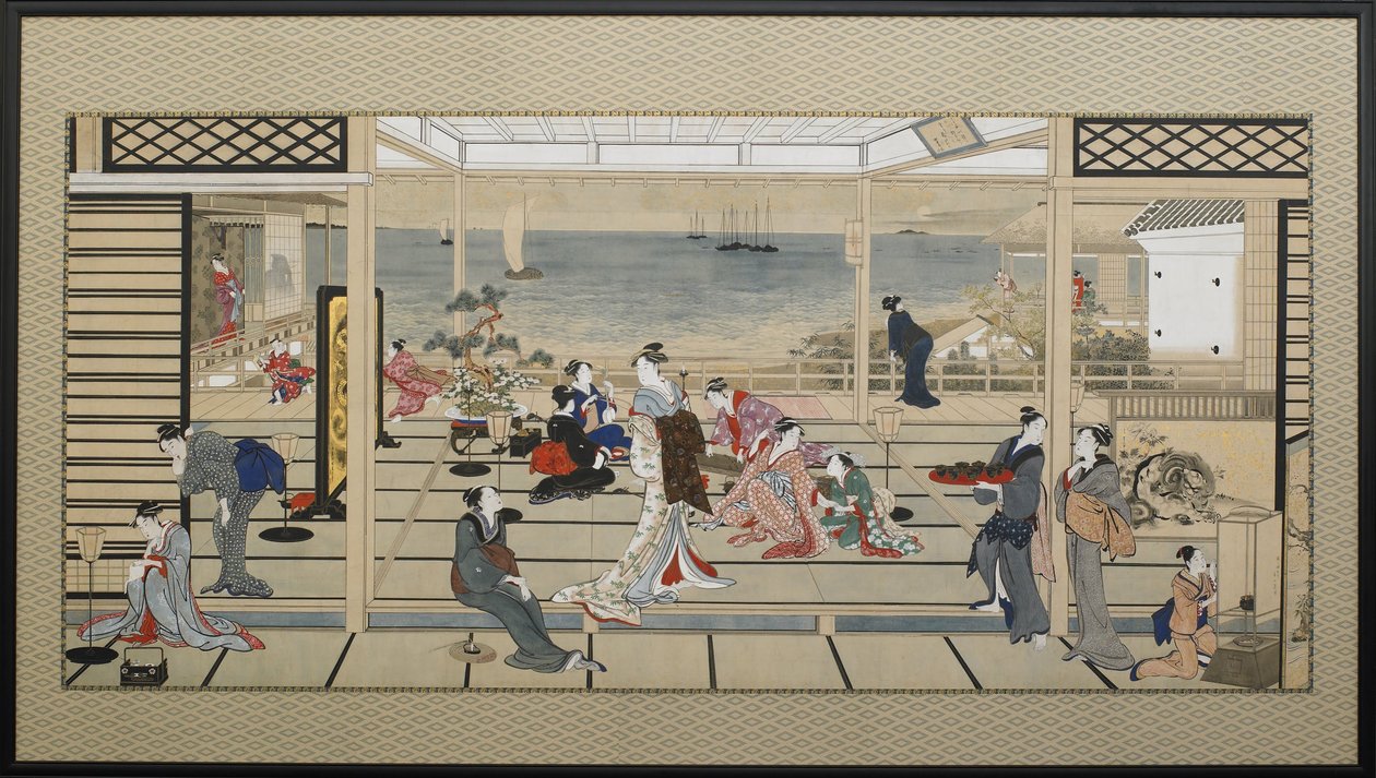 Revelry a la luz de la luna en Dozo Sagami de Kitagawa Utamaro