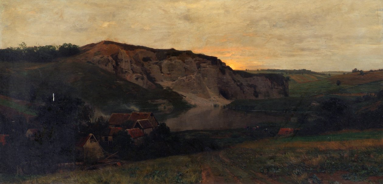 Paisaje rocoso con un estanque de Konrad Ludwig Lessing
