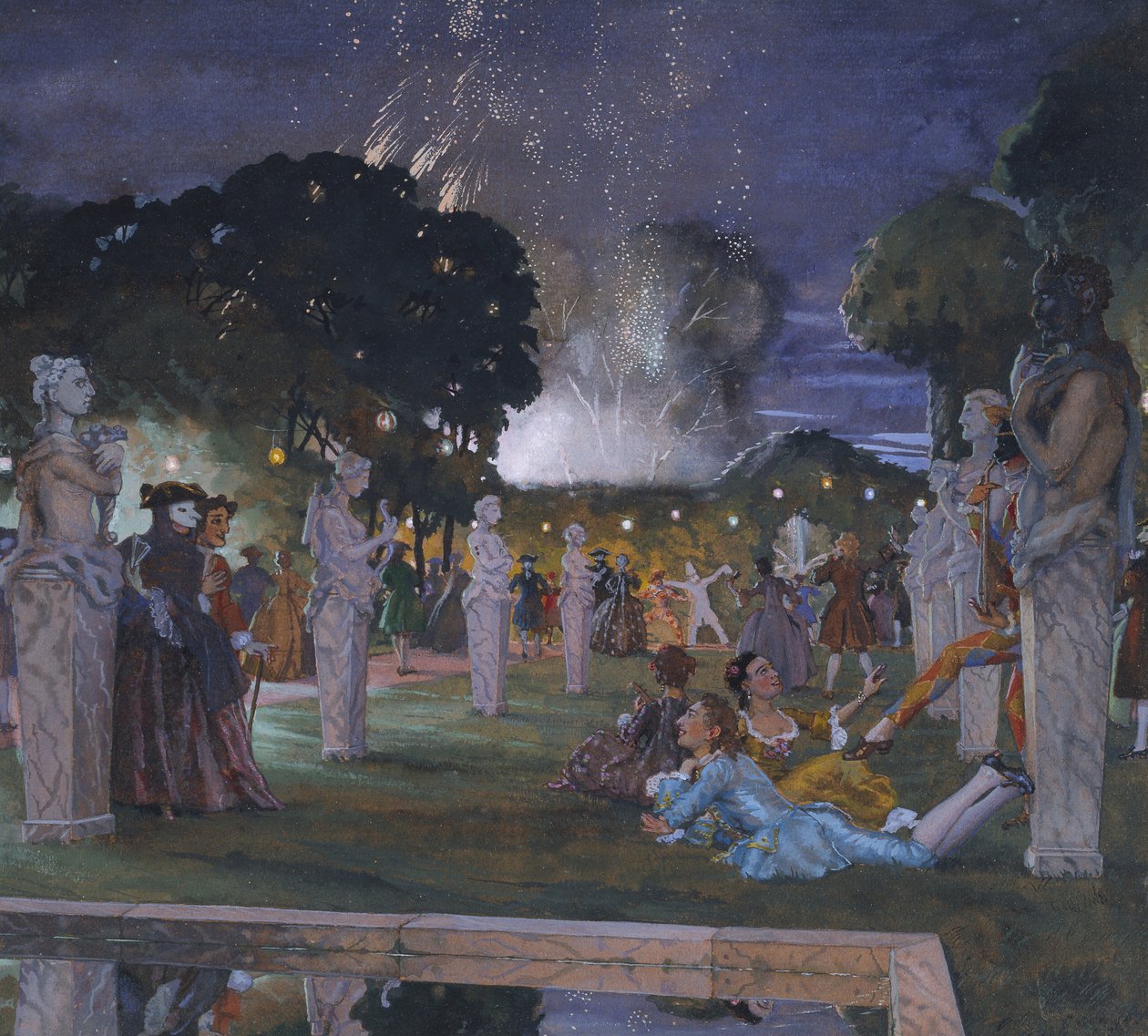 Fiestas en los alrededores de Venecia, 1930 de Konstantin Andreevic Somov