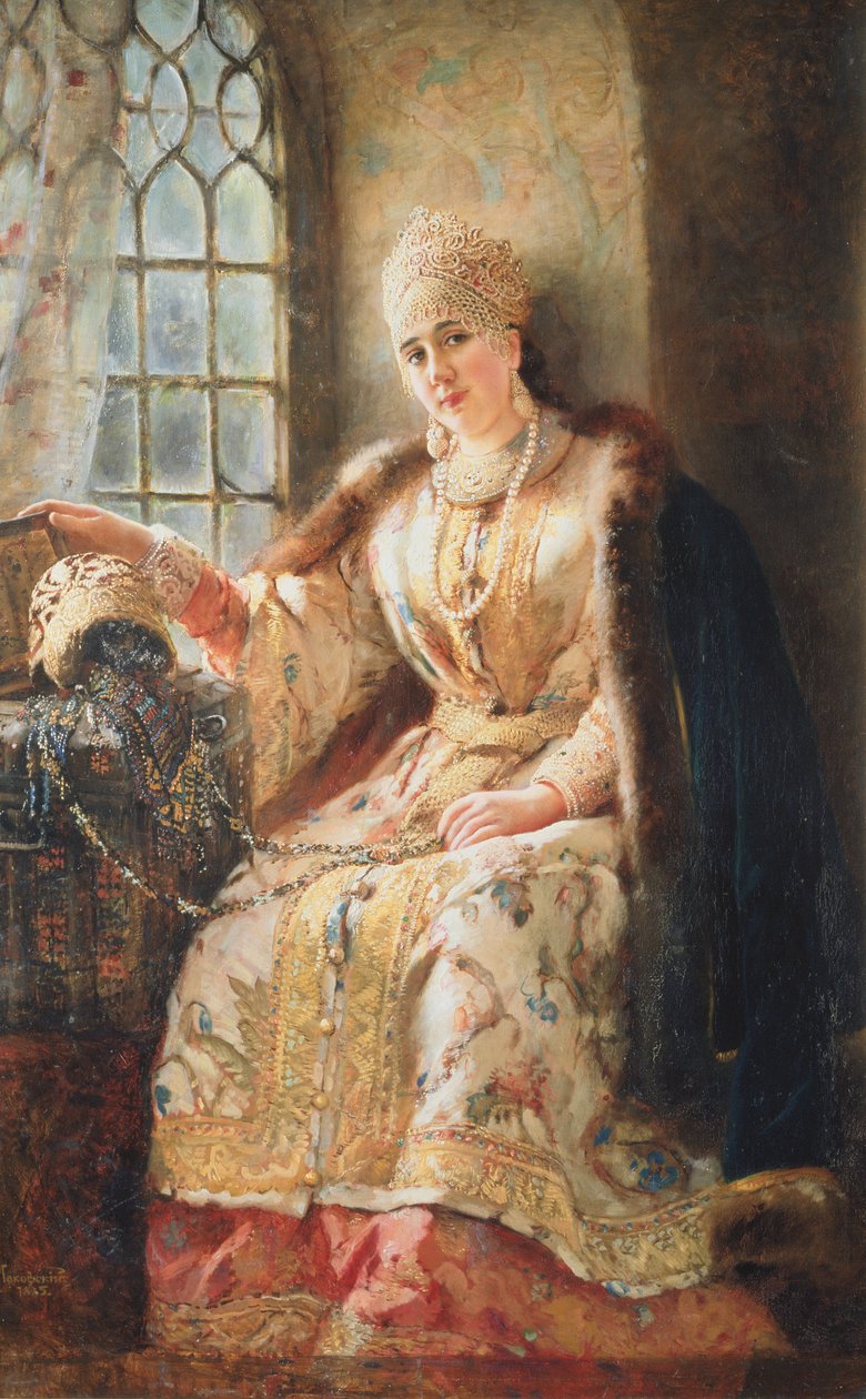 Esposa de Boyar en la ventana, 1885 de Konstantin Egorovich Makovsky