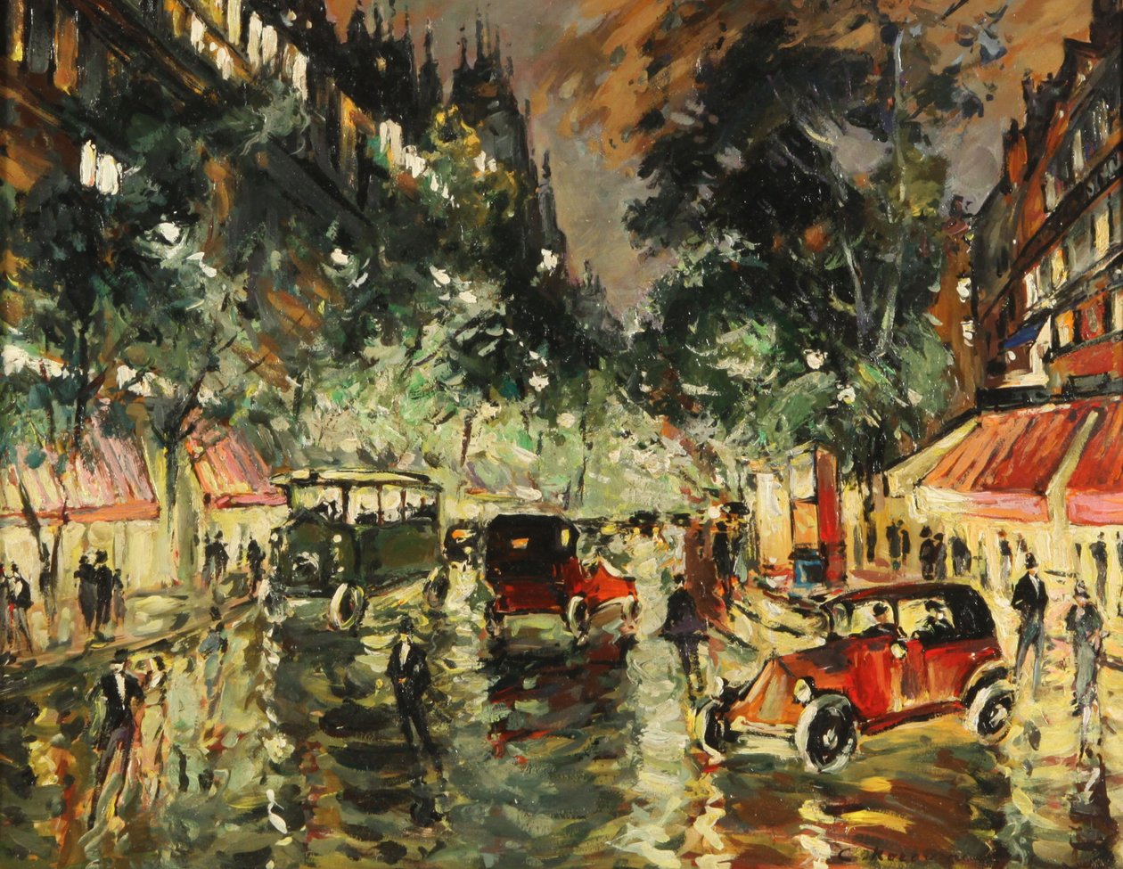 Noche lluviosa en París, años 1930 de Konstantin Alekseevich Korovin