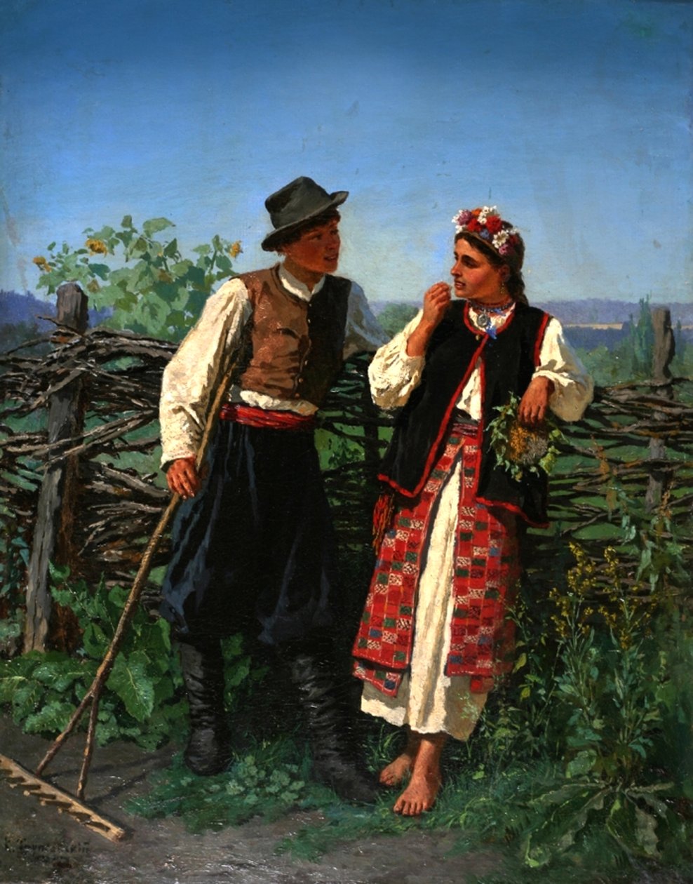 En la cerca de mimbre, 1863 de Konstantin Alexandrovich Trutovsky