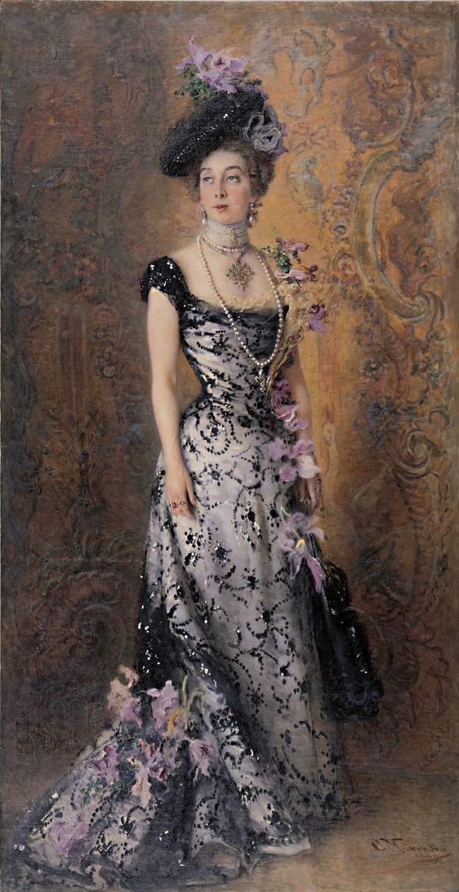 La elegante con orquídeas, 1900 de Konstantin Egorovich Makovsky