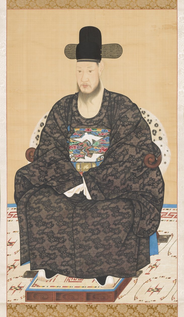 Retrato de un erudito-oficial con túnica, siglo XIX de Korean School