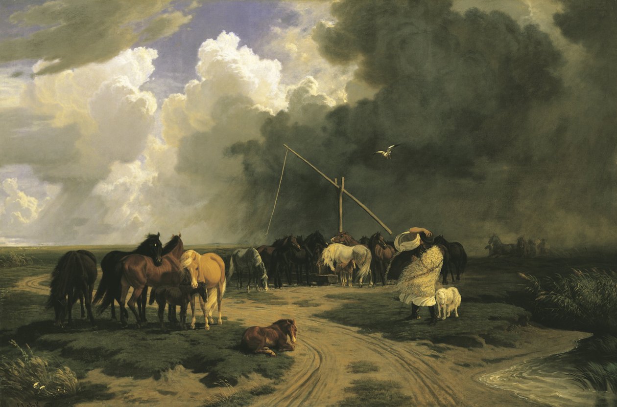 Caballos en una Tormenta de Károly Lotz