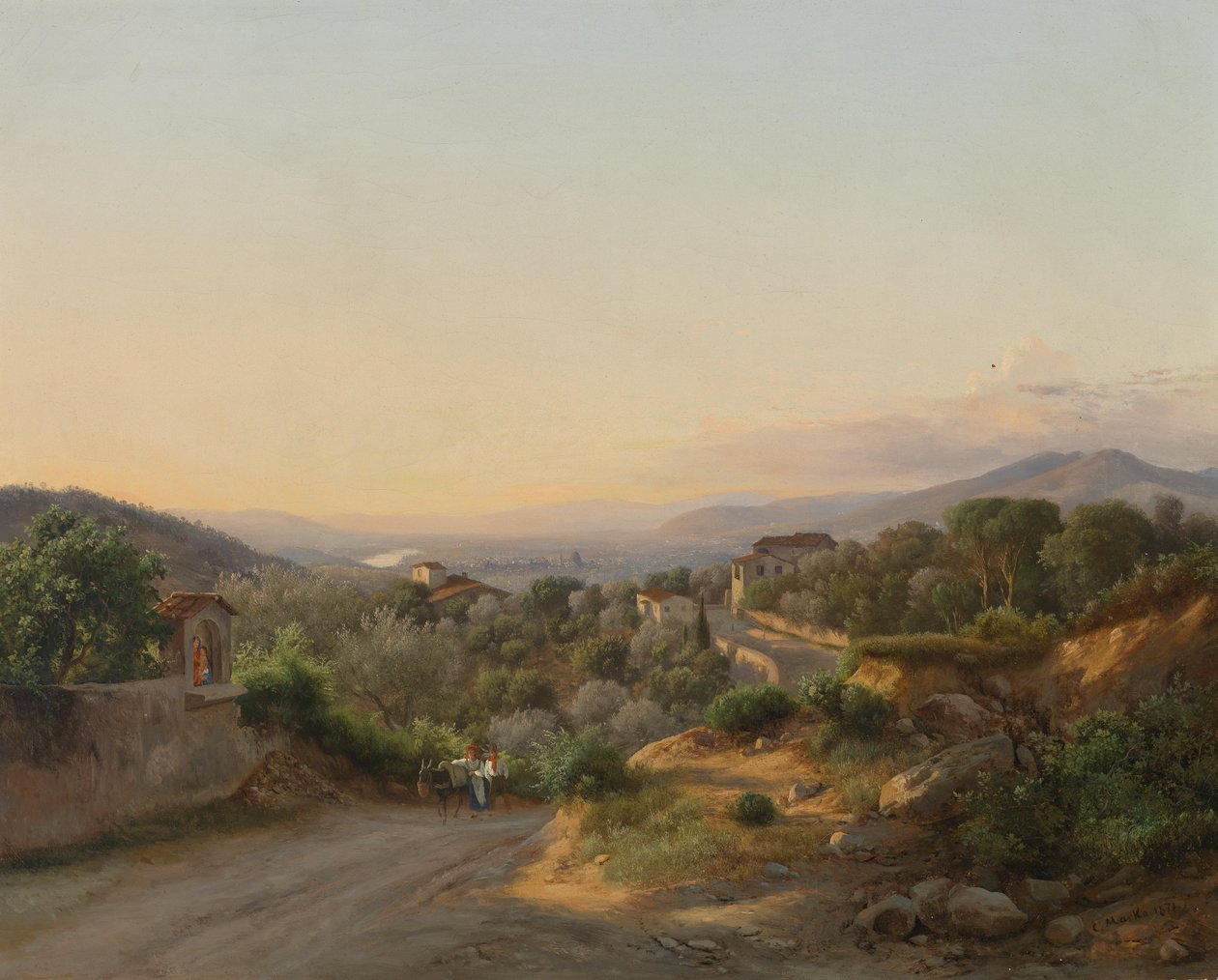 Vista de Florencia y las colinas hacia el oeste desde San Donato, sobre Bagno a Ripoli de Károly Markó the Younger