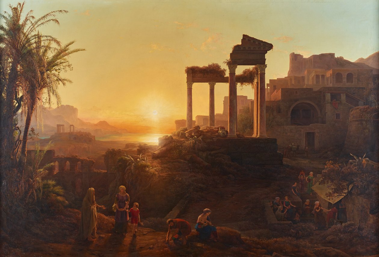 paisaje con puesta de sol de Károly Markó d. Ä.