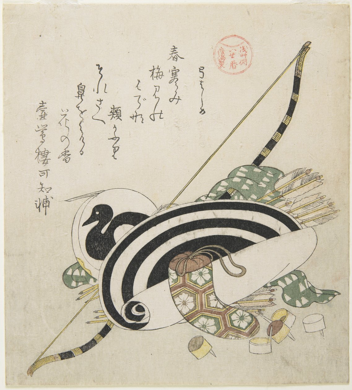 Tensando un arco, c. 1815 de Kubo Shunman