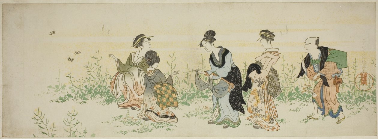 Recogiendo flores de primavera de Kubo Shunman