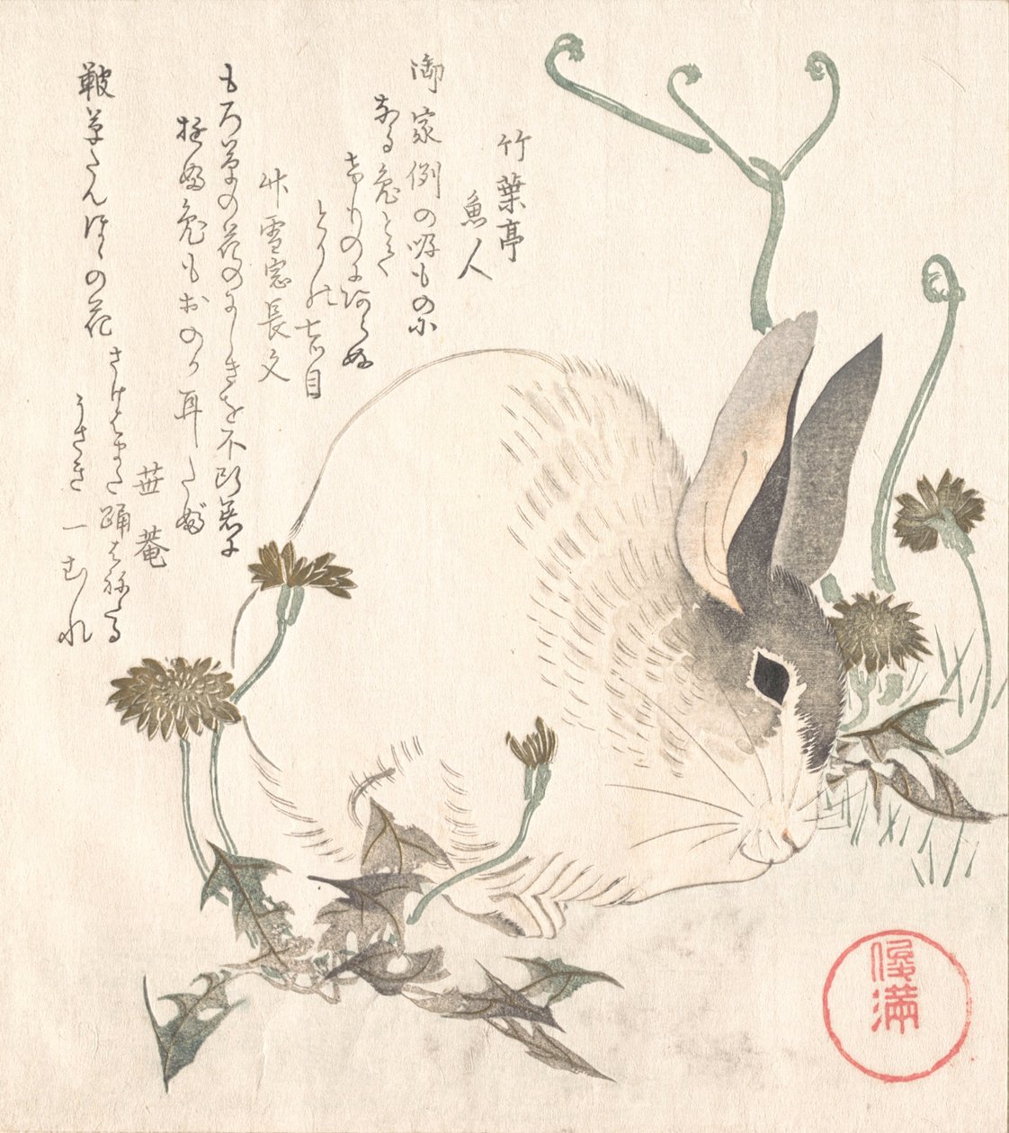 Liebre y diente de león de Kubo Shunman