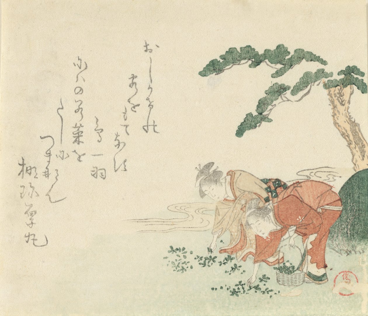 Dos chicas recogen hierbas de Año Nuevo, 1797 de Kubo Shunman