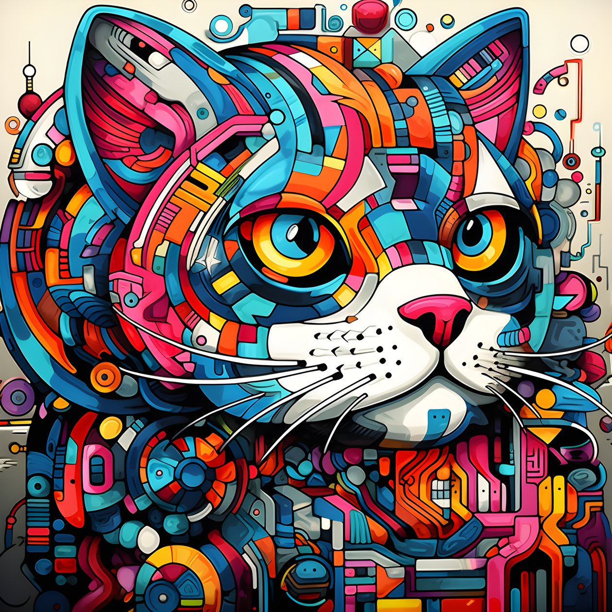 Dibujo abstracto de gato 3 de Kurt Heppke