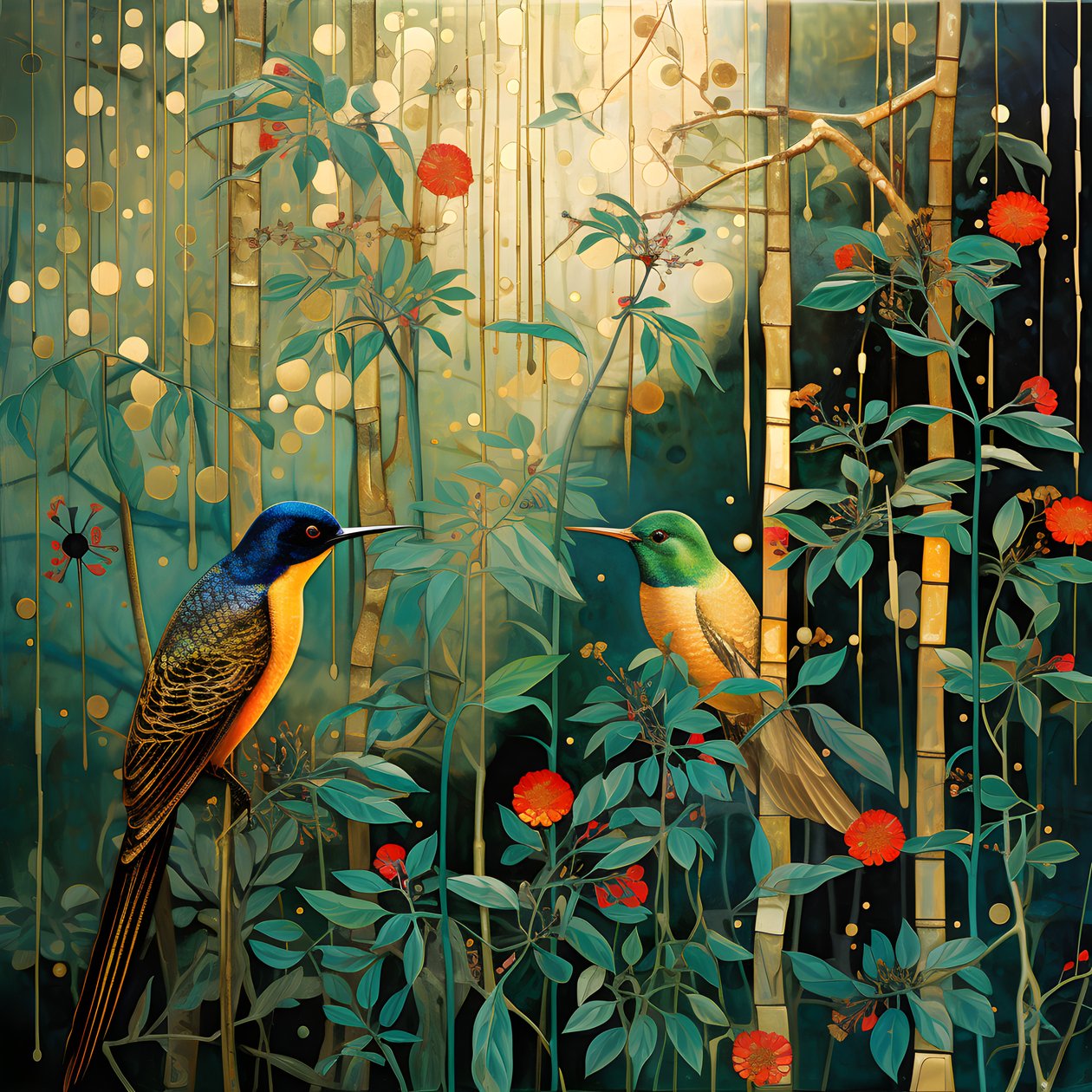 Colibríes y una rana en el bosque 1 de Kurt Heppke