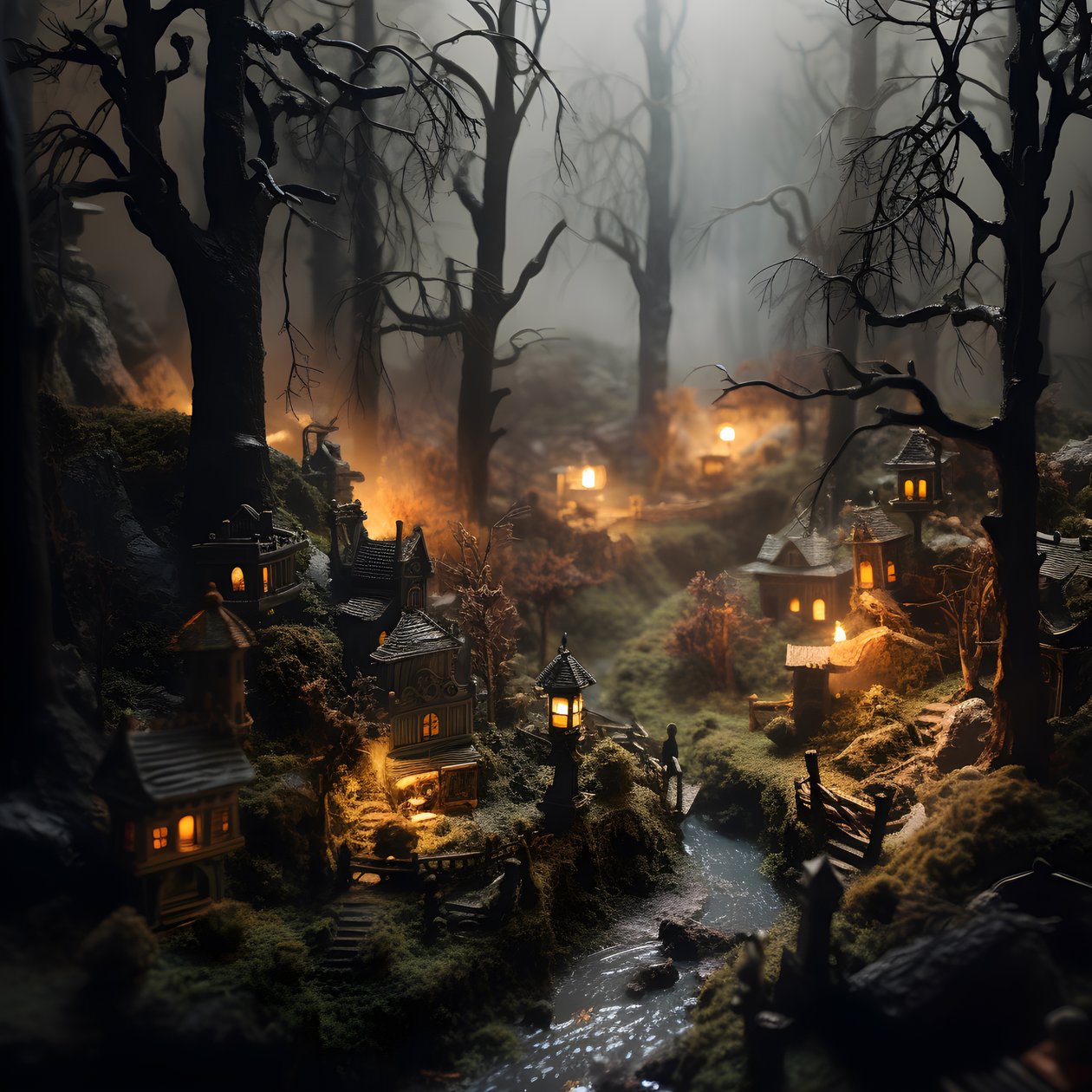 Bosque de Halloween en miniatura con árboles brumosos y una atmósfera espeluznante 2 de Kurt Heppke