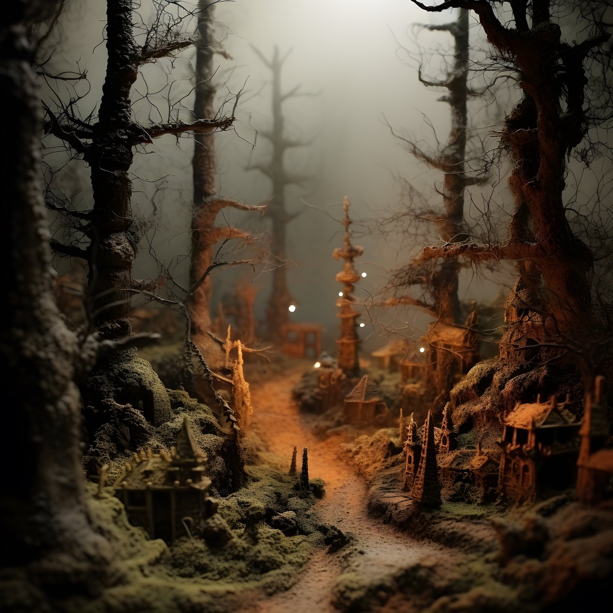 Bosque de Halloween en miniatura con árboles brumosos y una atmósfera espeluznante 4 de Kurt Heppke