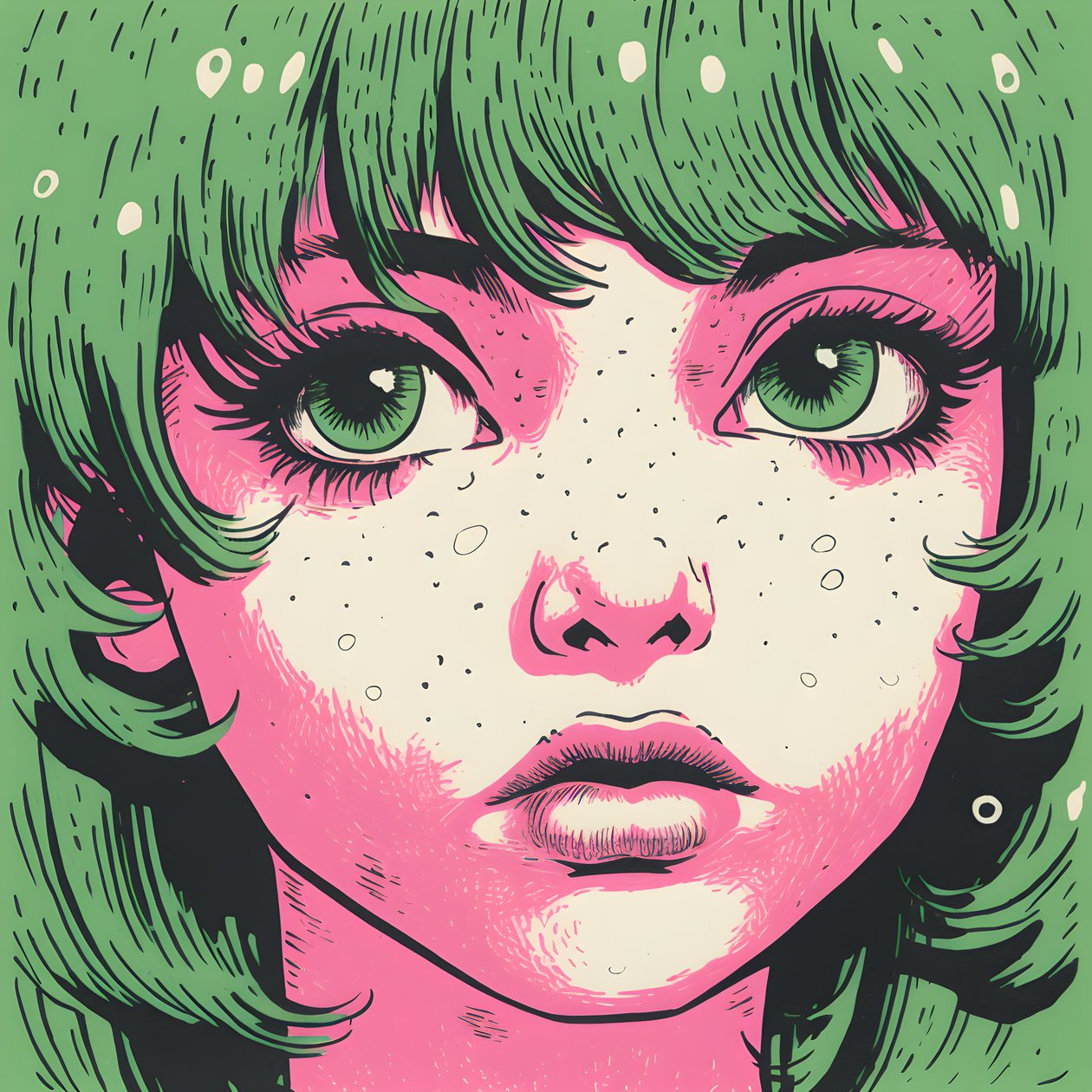 Risografía de una tierna niña 1 de Kurt Heppke
