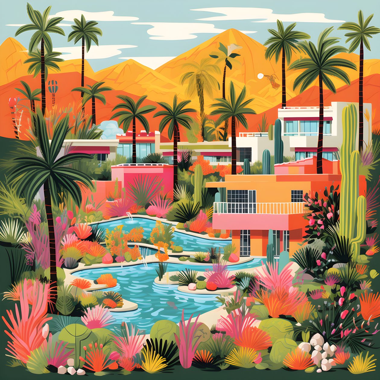 ilustración detallada de Palm Springs 2 de Kurt Heppke