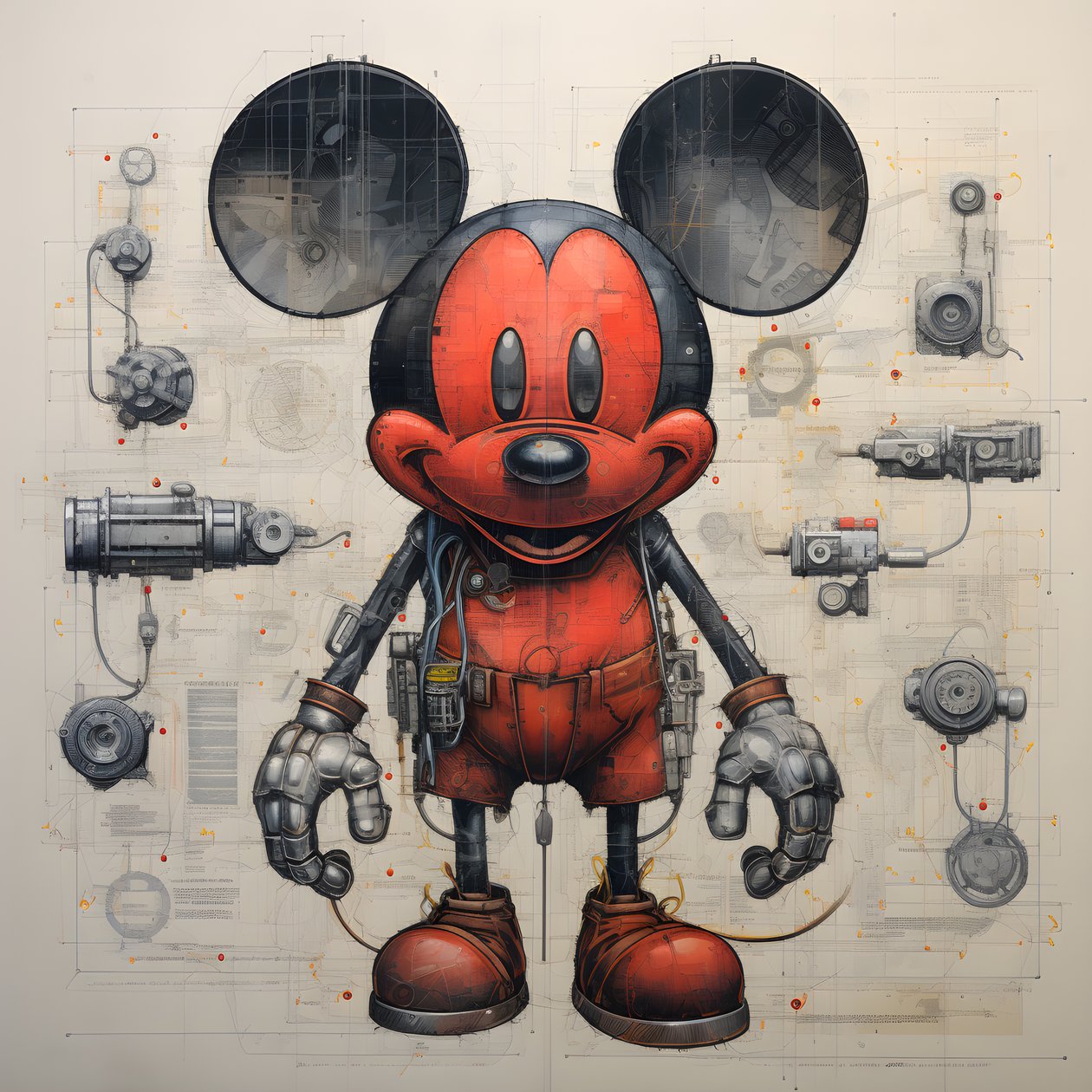 dibujos técnicos de Cyberpunk Mickey Mouse 2 de Kurt Heppke