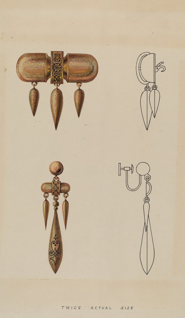 Broche y pendientes, ca. 1936 de Kurt Melzer