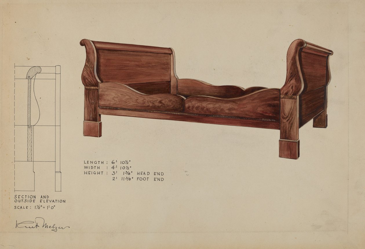 Cama trineo, c. 1936 de Kurt Melzer