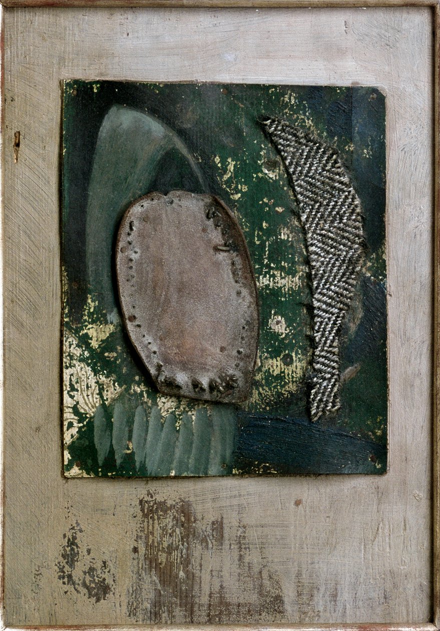 Ensamblaje marrón y verde de Kurt Schwitters