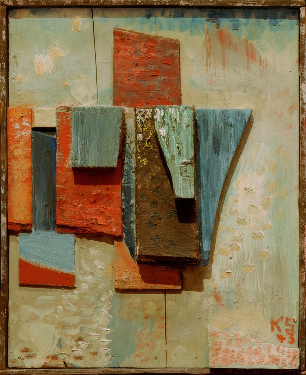 Construcción de madera coloreada de Kurt Schwitters