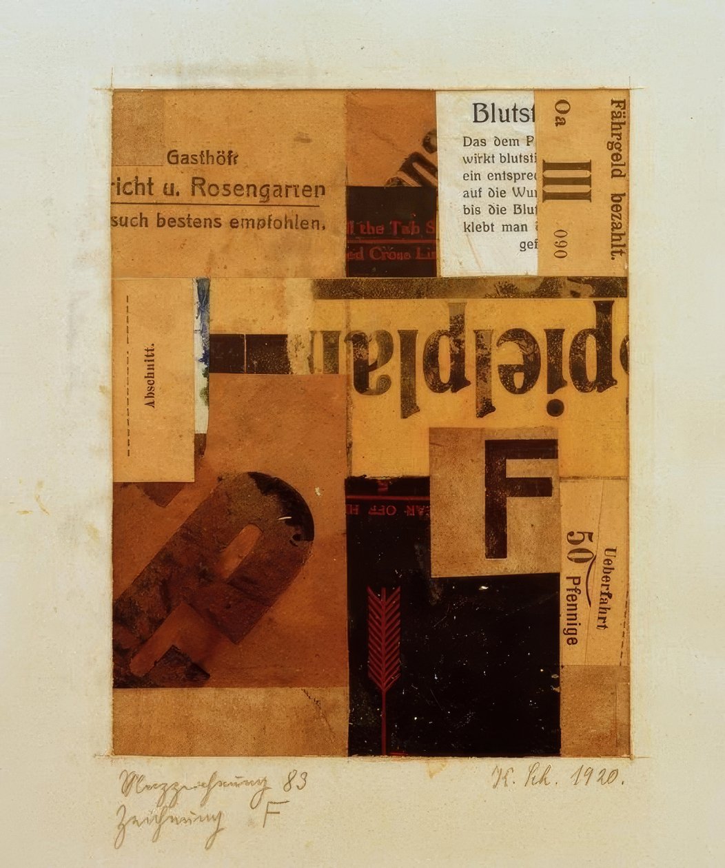Dibujo Merz 83 Dibujo F de Kurt Schwitters