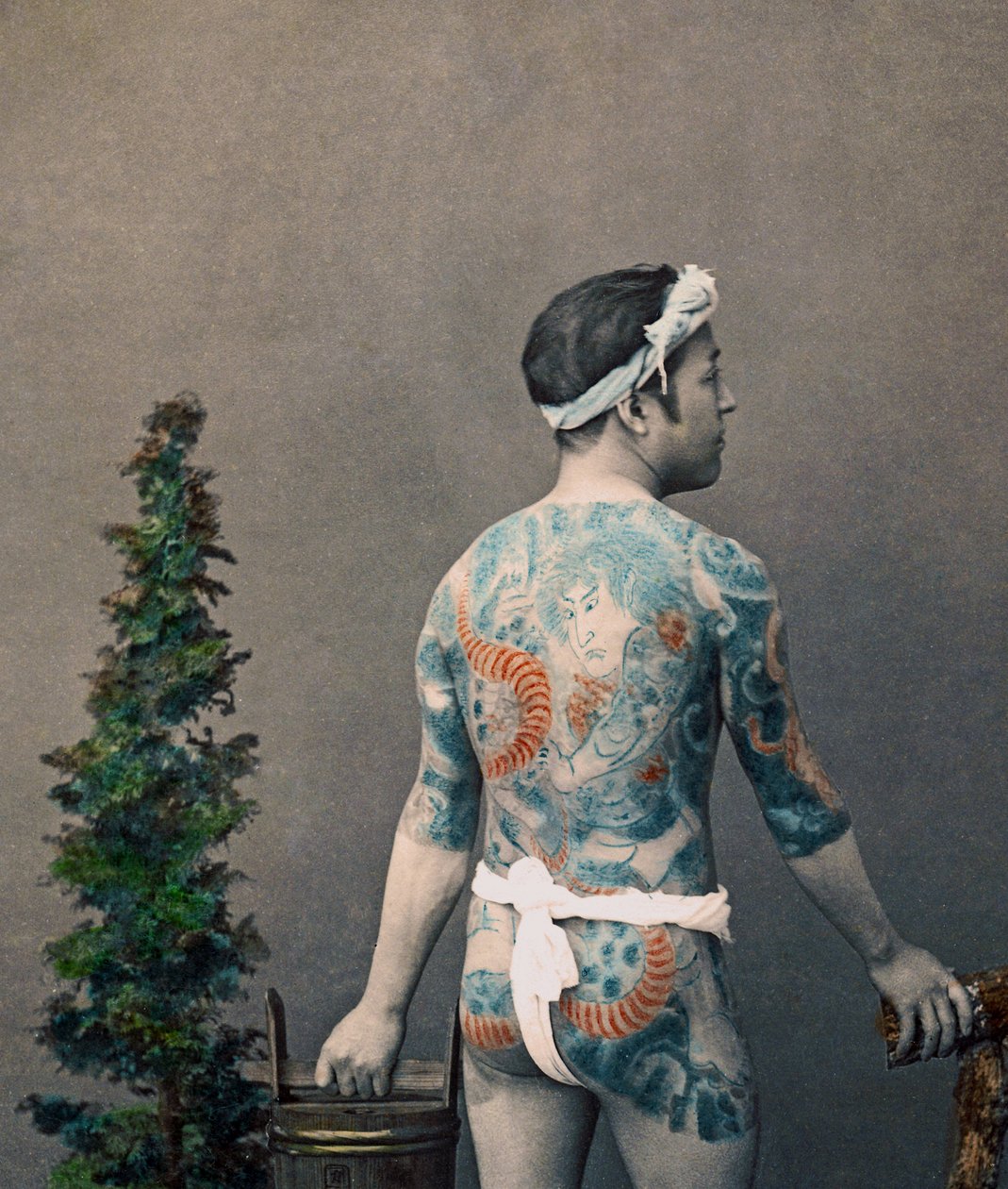 Betto-Groom japonés tatuado, c.1880 de Kusakabe Kimbei