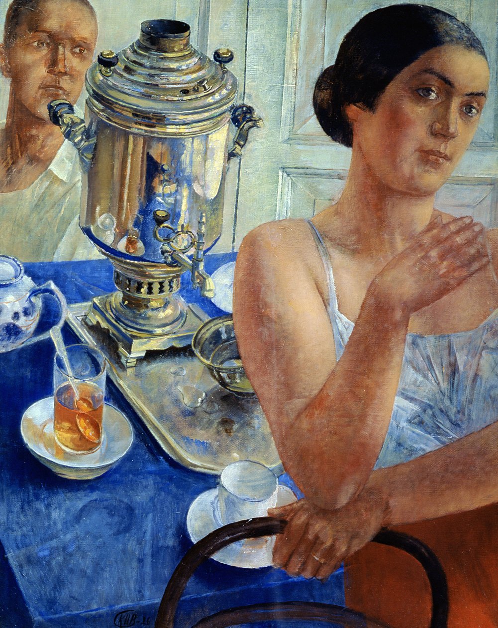 En el samovar, 1926 de Kuzma Sergeevich Petrov Vodkin