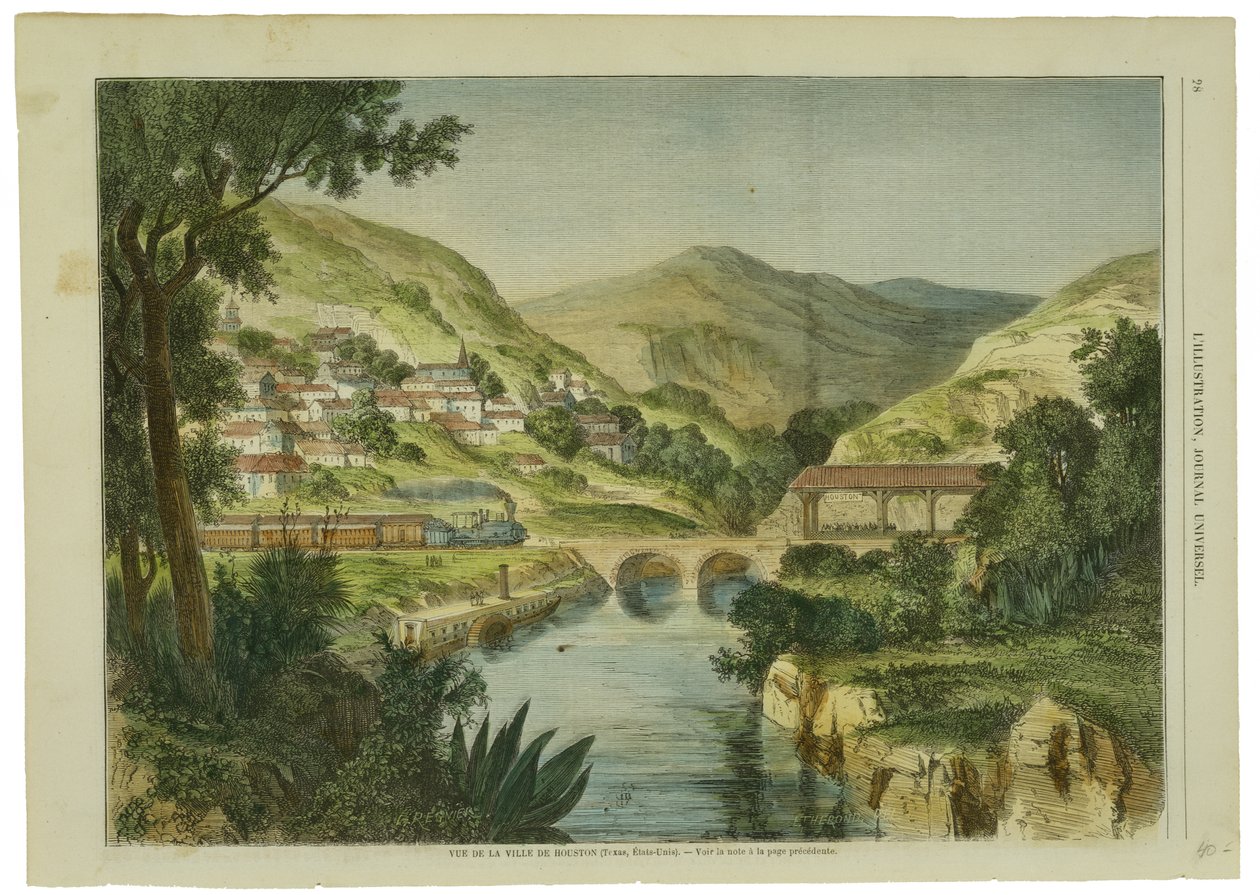 Vista de la ciudad de Houston, c. 1855-1865 de L. after Regnier