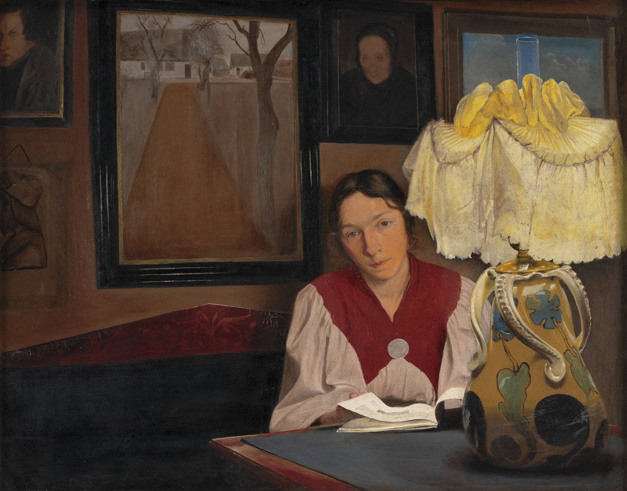 La esposa del artista a la luz de la lámpara de Laurits Andersen Ring