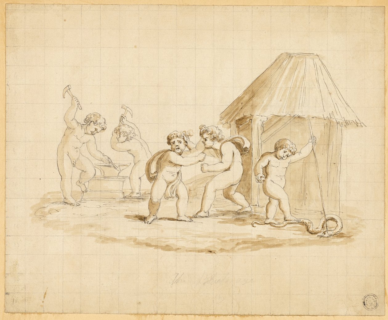 Putti representando escenas mitológicas de Lady Diana Beauclerk