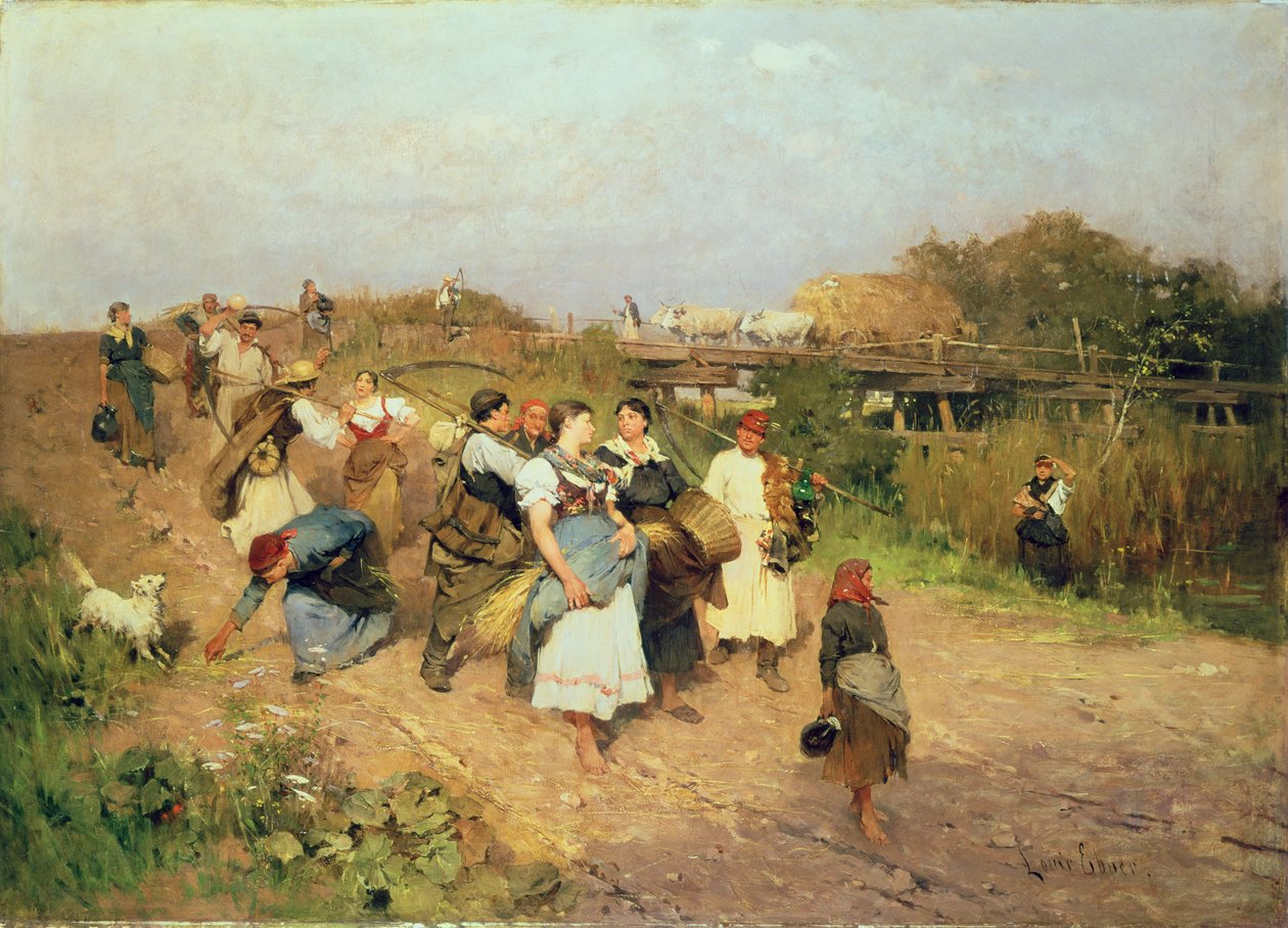 Cosechadores de camino a casa, 1881 de Lajos Deak Ebner