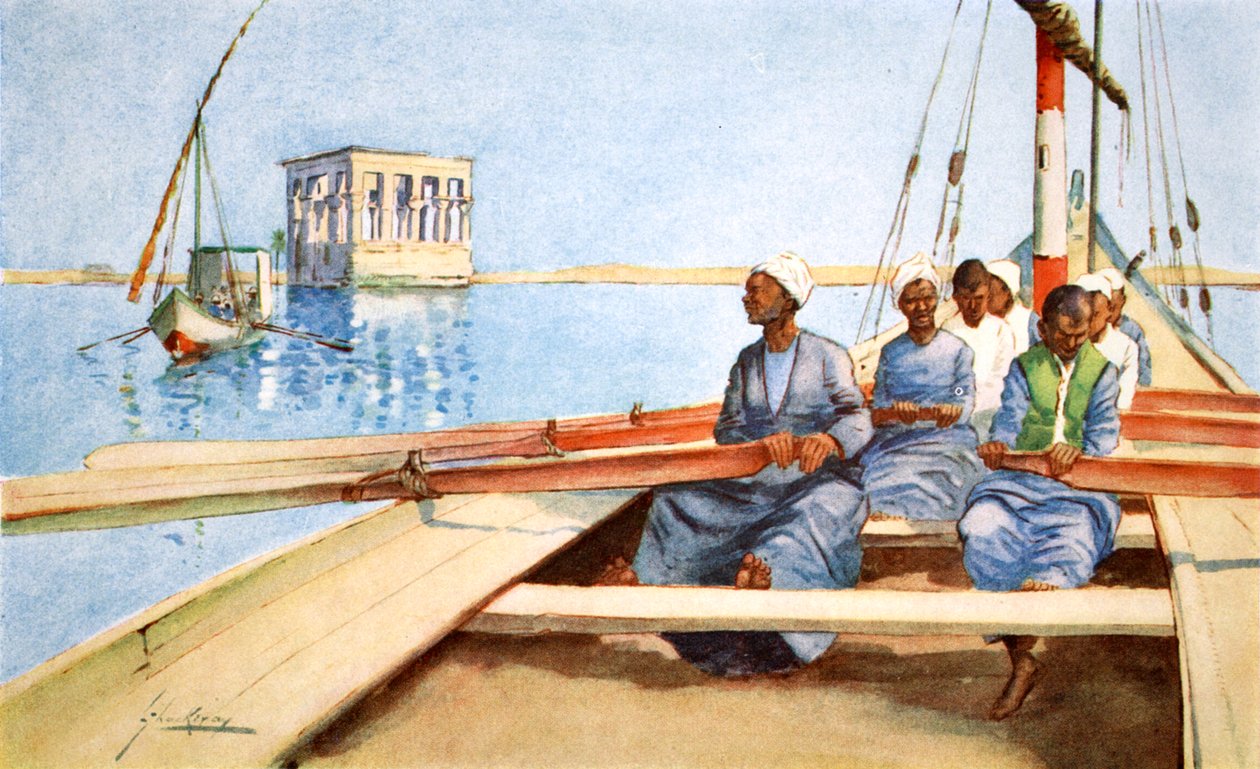 A Philae en una faluca, 1908 de Lance Thackeray