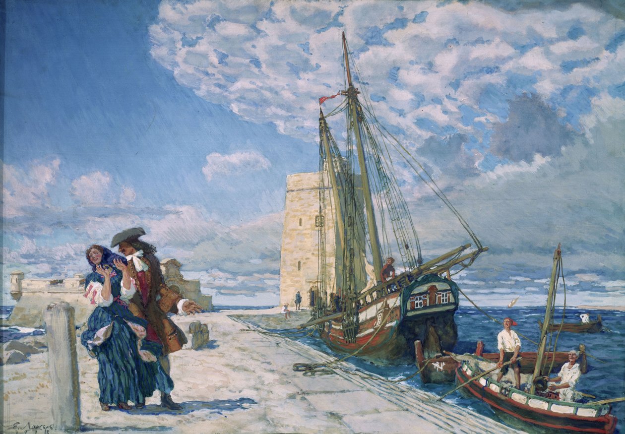 Paseo por el muelle, 1908 de Lanceray
