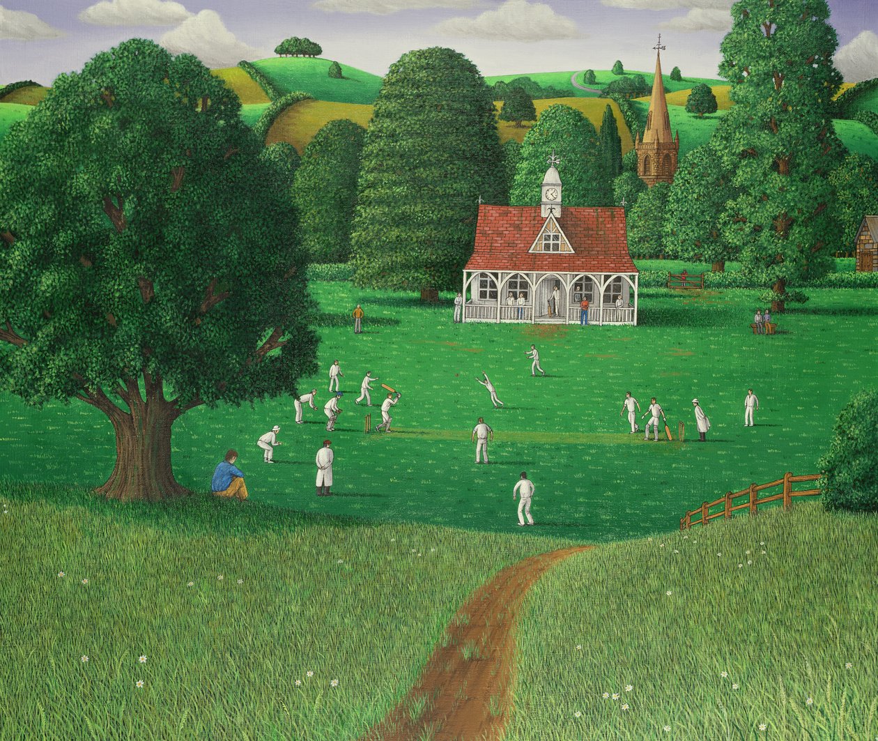 Partido de cricket en St. Marys Grange, Wilts, 1986 de Larry Smart