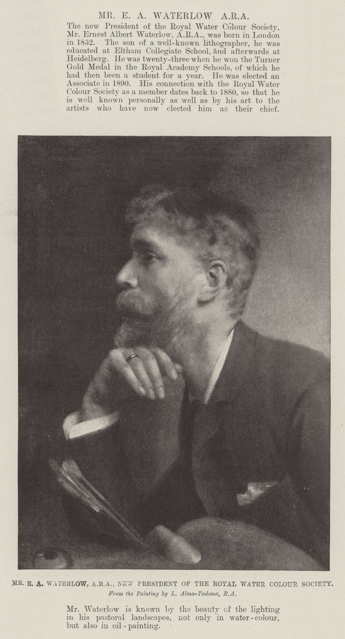 Sr. E A Waterlow, ARA, nuevo presidente de la Royal Water Colour Society de Lawrence Alma Tadema