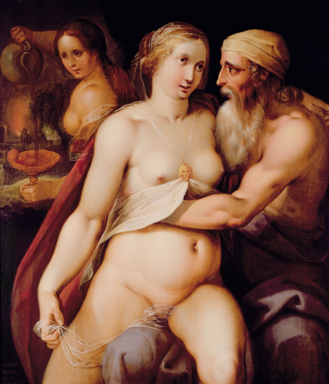 Lot y sus hijas de Lazarus van der Borcht