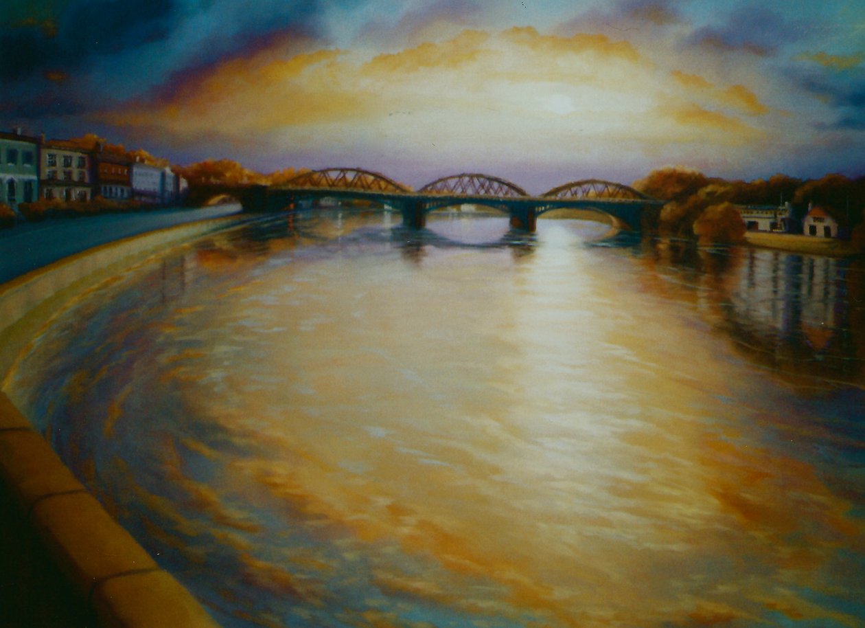 Puente Barnes, 2006 Atardecer en el río Támesis de Lee Campbell