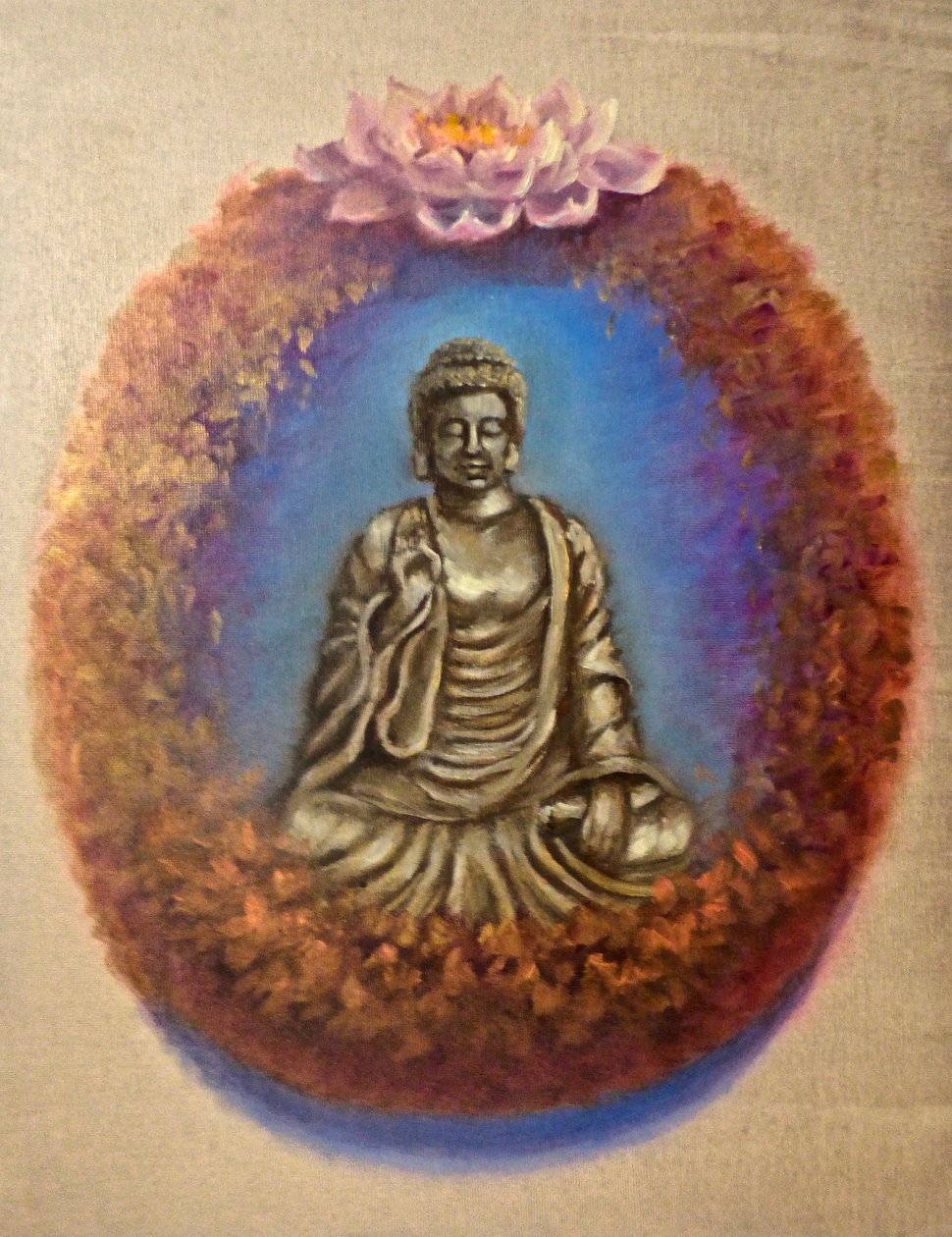 Paz - Buda, 2024 (óleo sobre lienzo) de Lee Campbell
