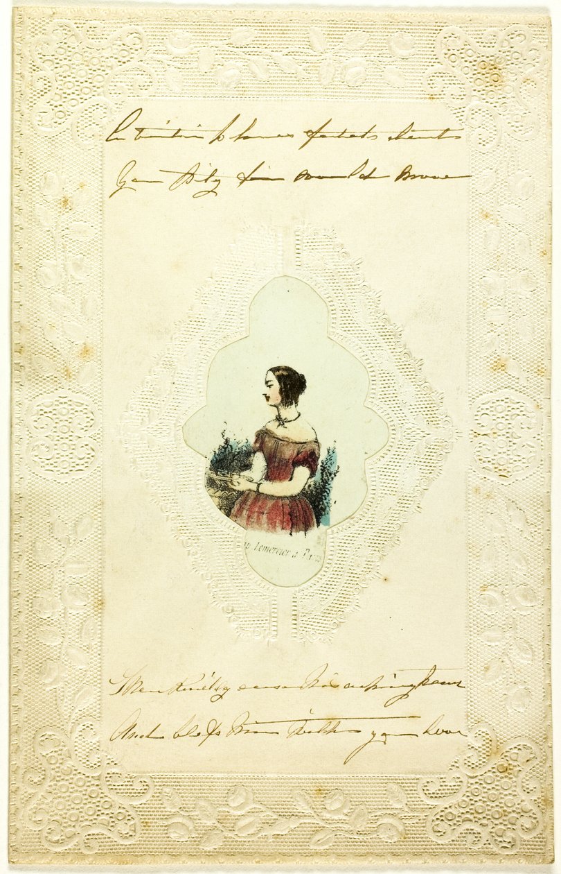 Valentín sin título (Mujer con vestido rosa) de Lemercier et Compagnie